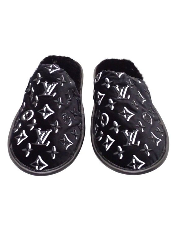 Louis Vuitton LV Suit Line Mules Slippers Room Shoes 42 Velvet Mink Black main image 7